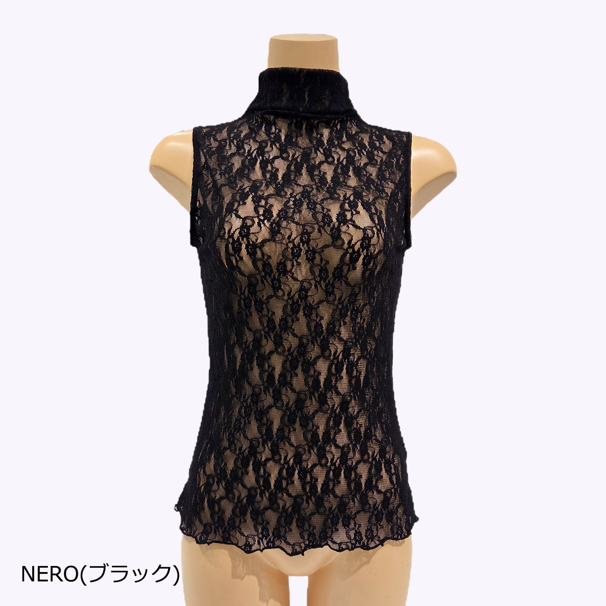 【テクラ】バラモチーフレースハイネックノースリーブ