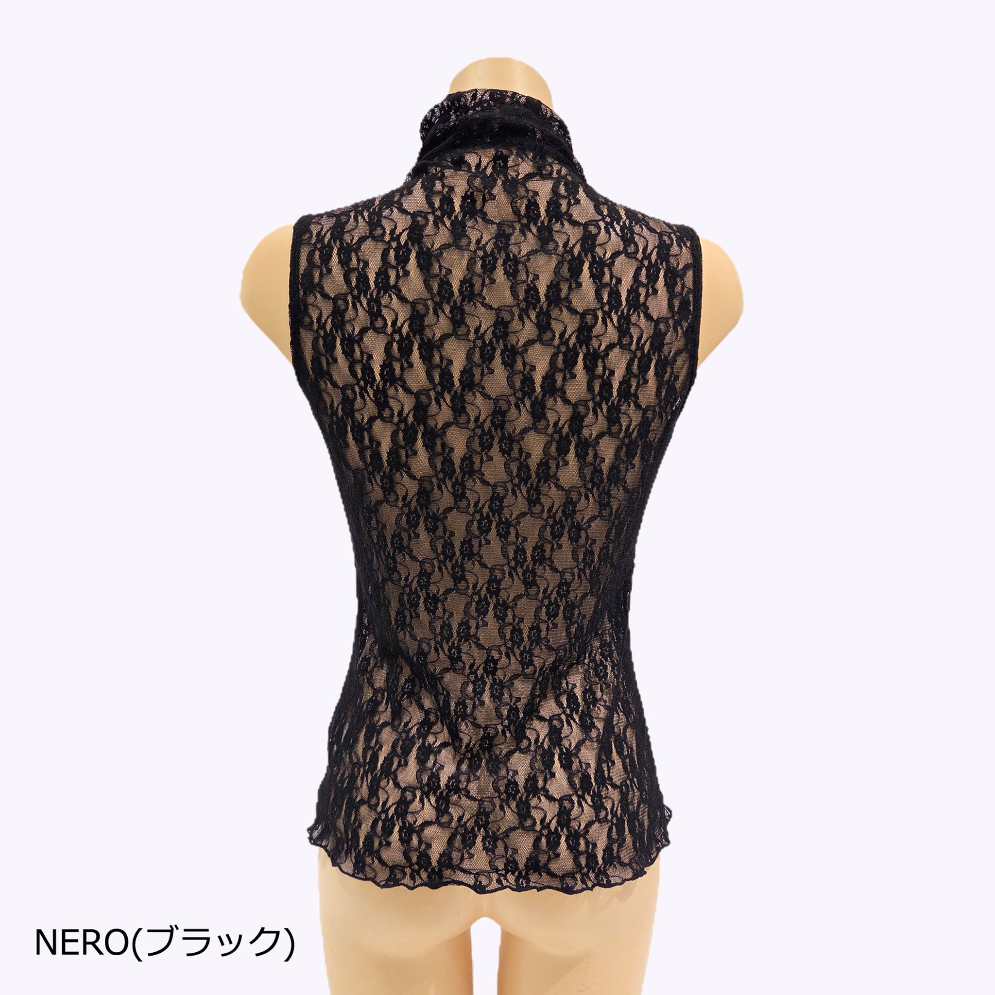 【テクラ】バラモチーフレースハイネックノースリーブ