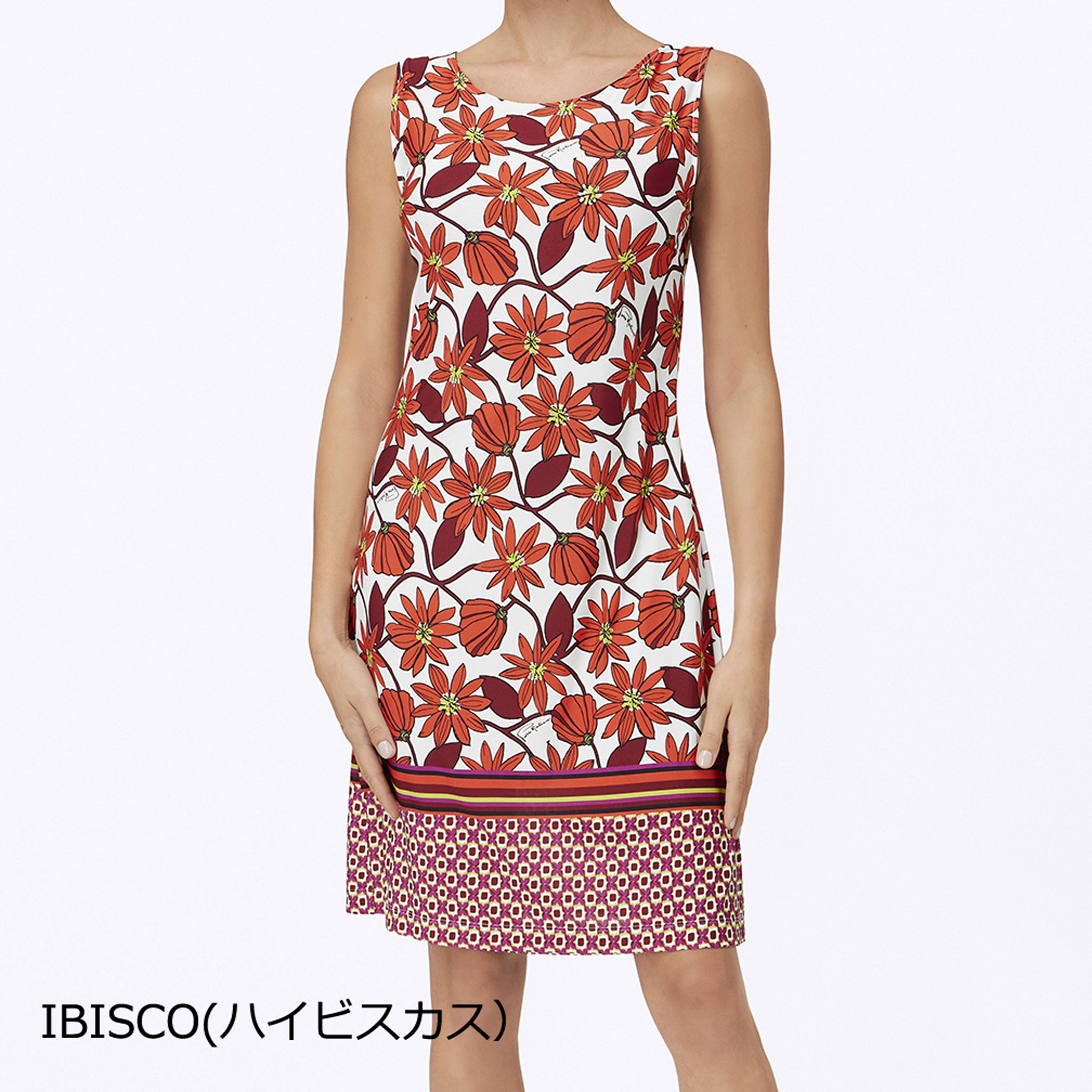 【フロレアーレ】フラワー×ジオメトリック柄ワンピース