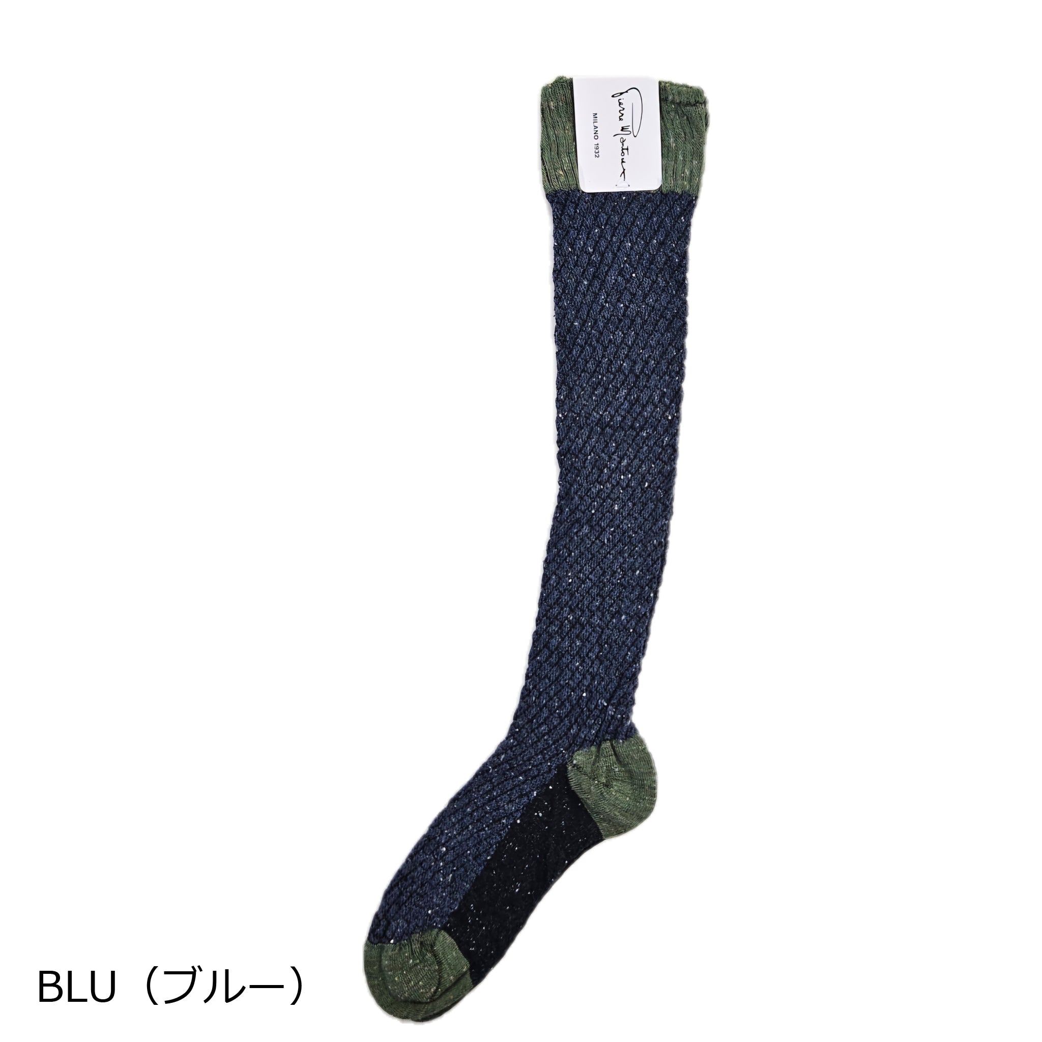 シルク混バイカラーハイソックス