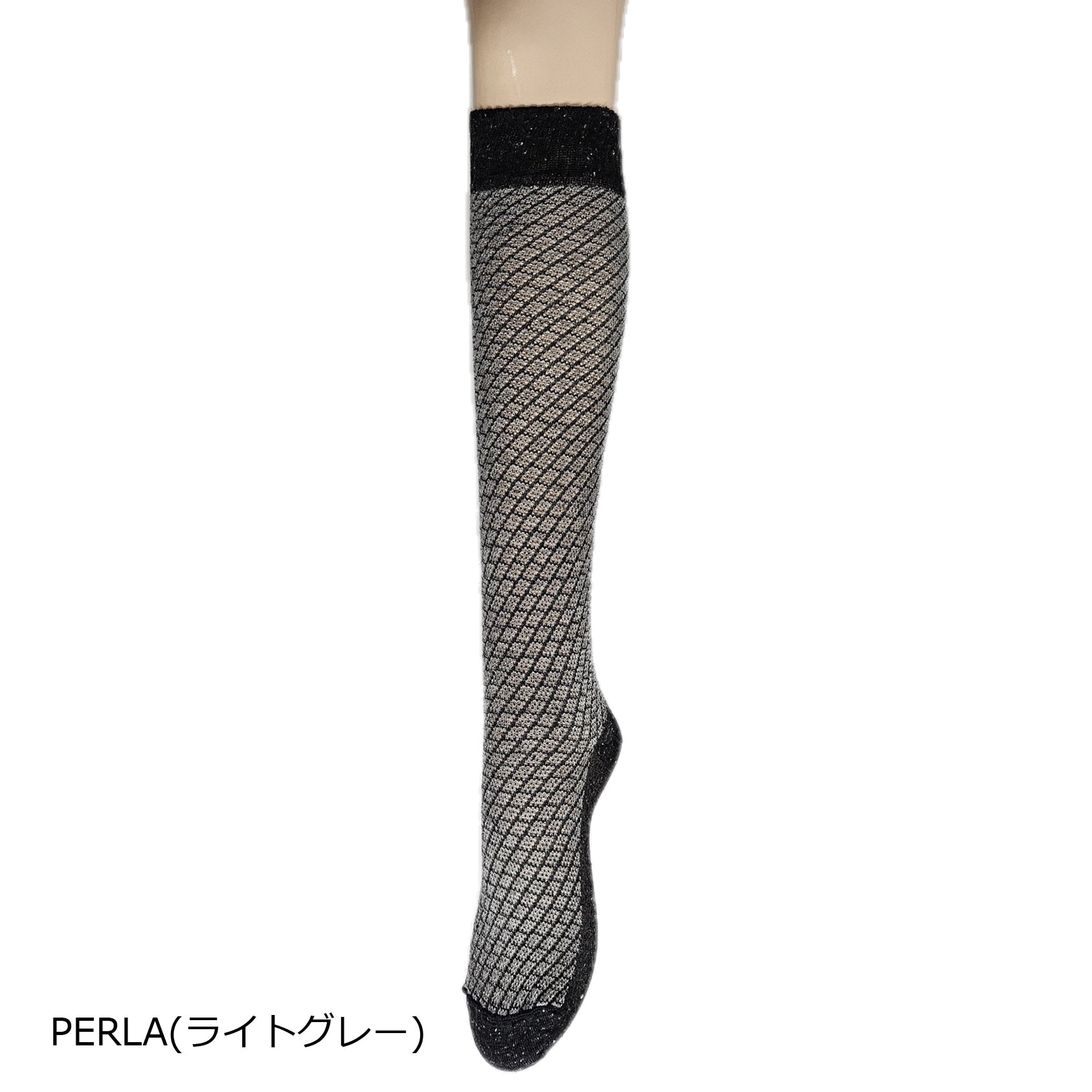 シルク混バイカラーハイソックス
