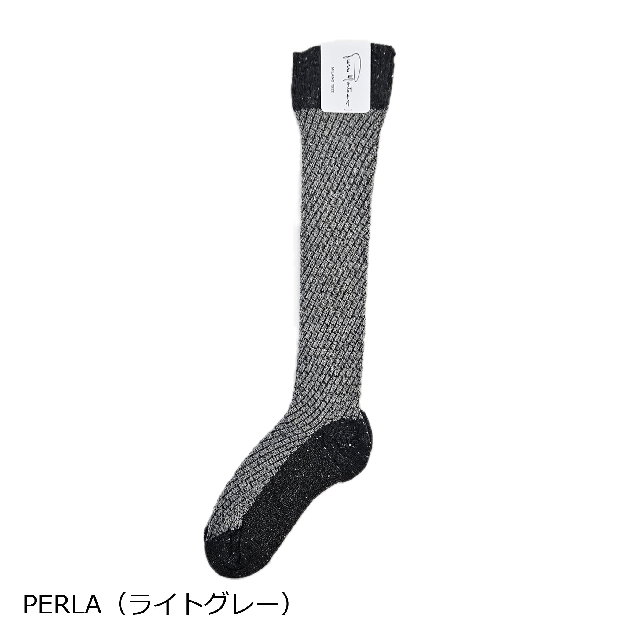シルク混バイカラーハイソックス