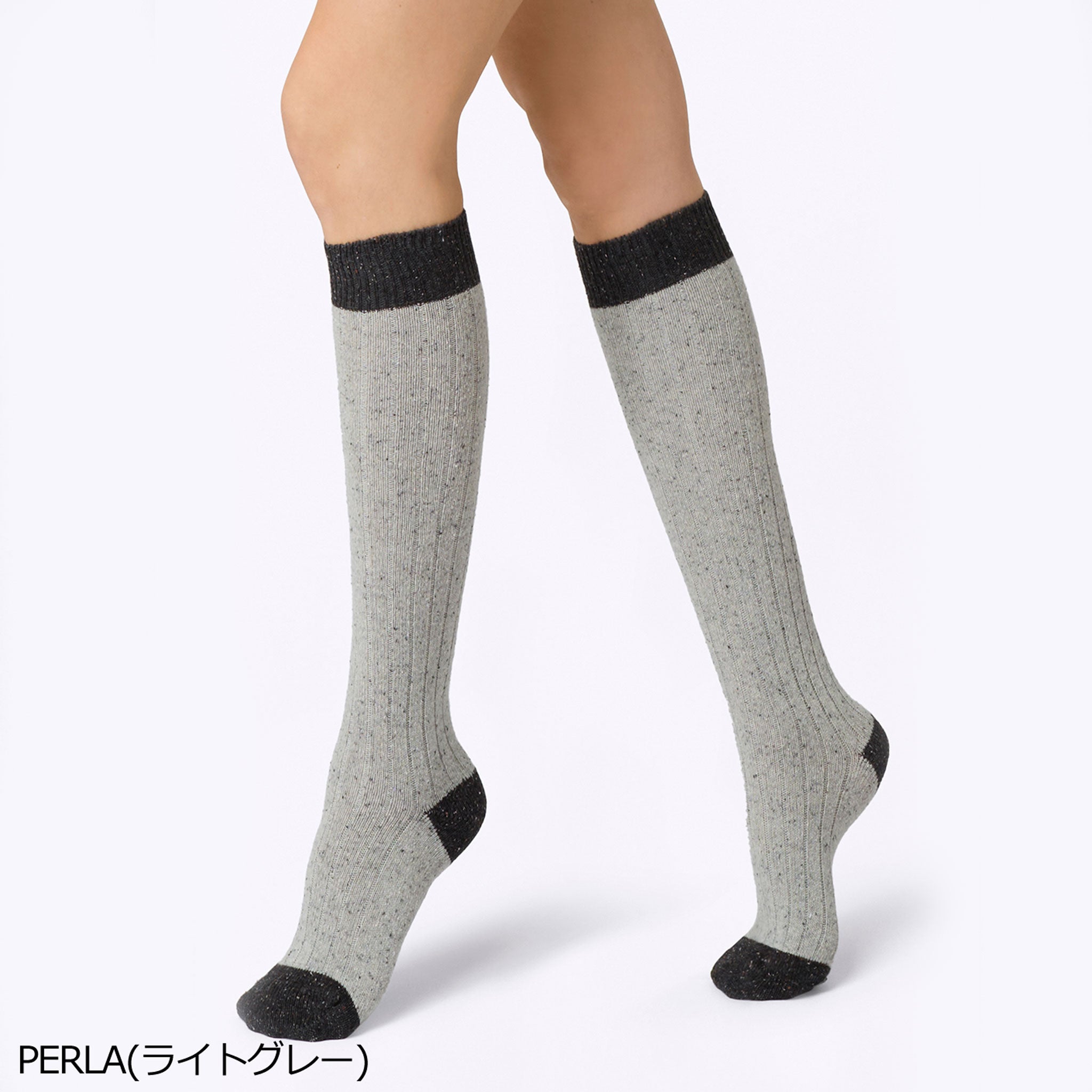 【クレリア】メリノウール・シルク混ハイソックス