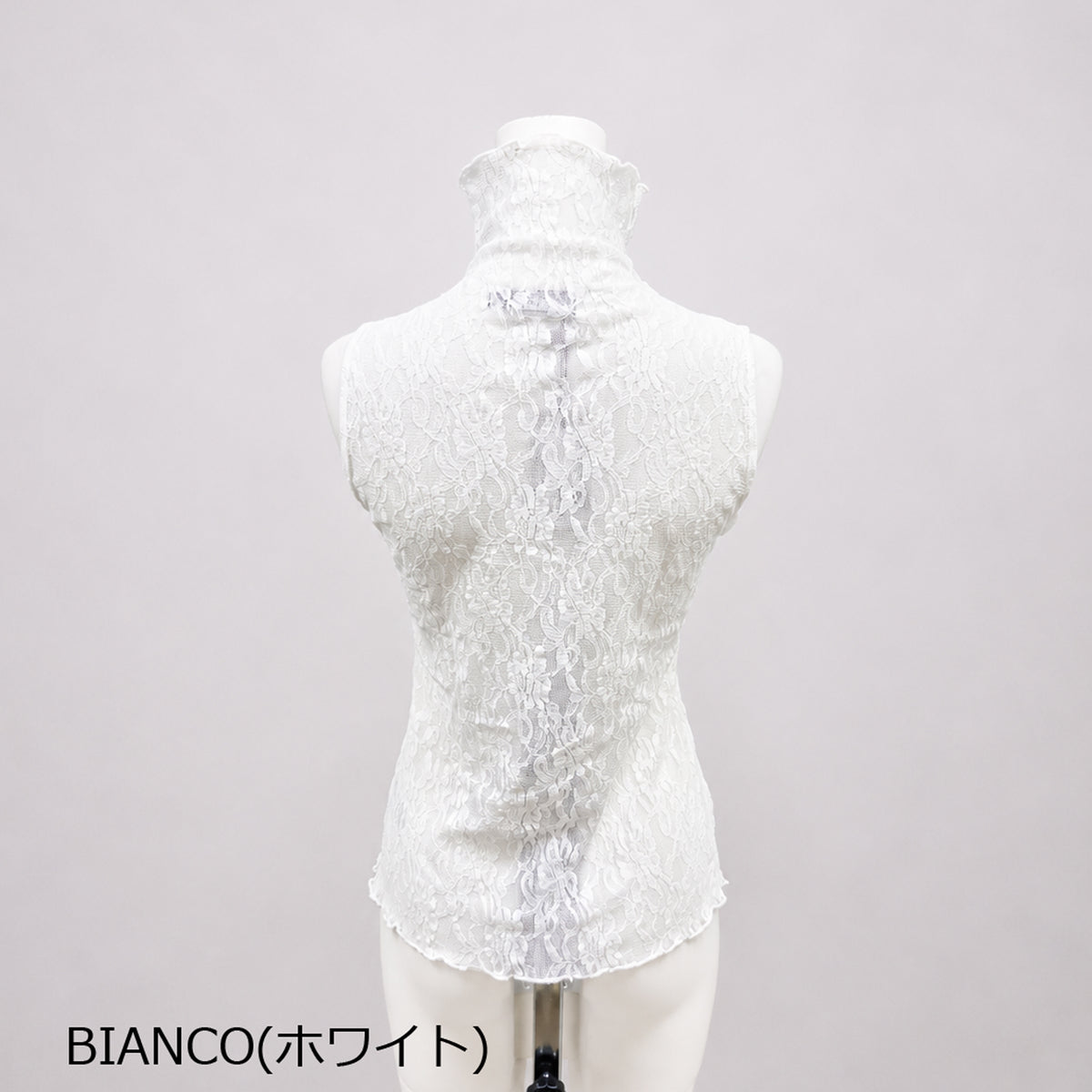 【エステル】フローラルレースハイネックノースリーブ