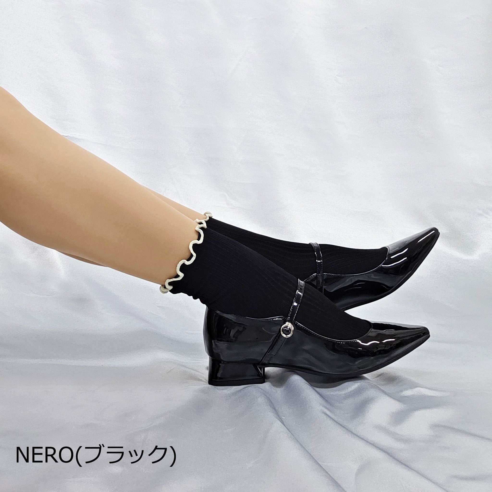 【イブレア】シルキータッチのリブクルーソックス