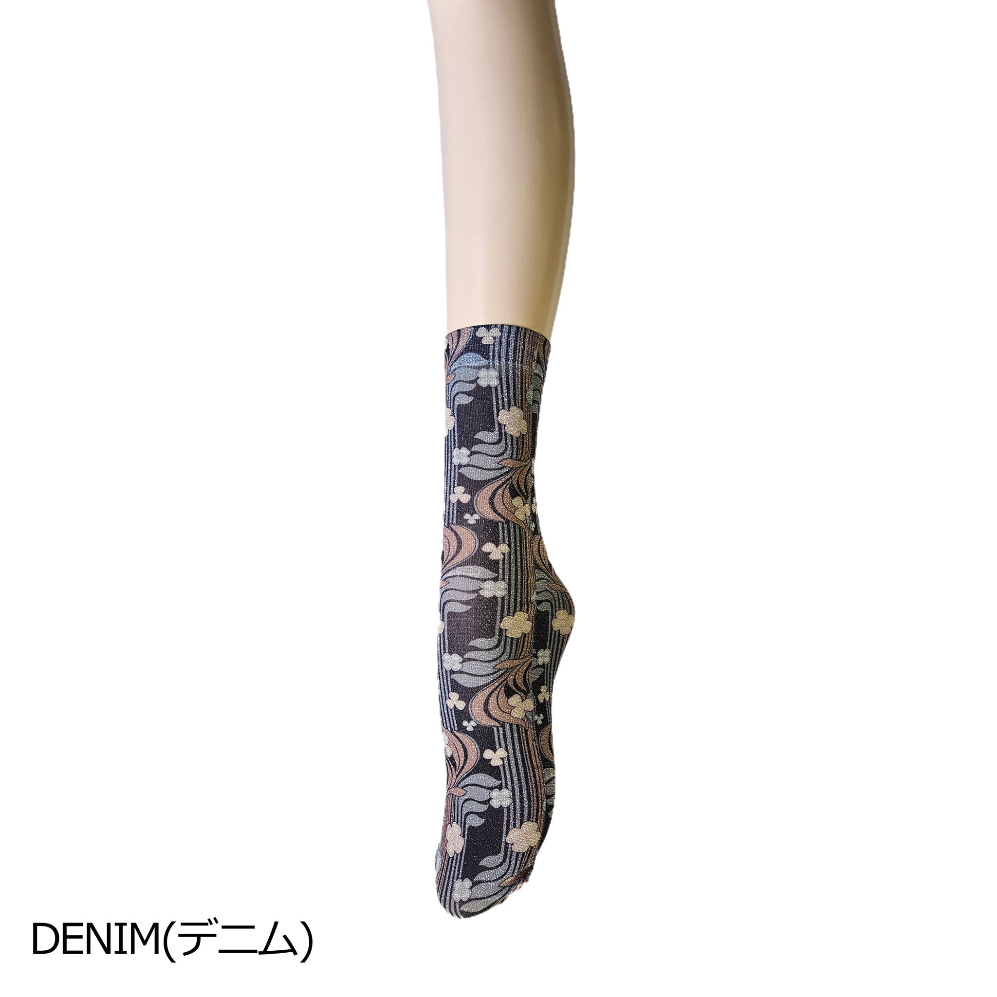 【ミレア】モダンデザインのラメプリントソックス
