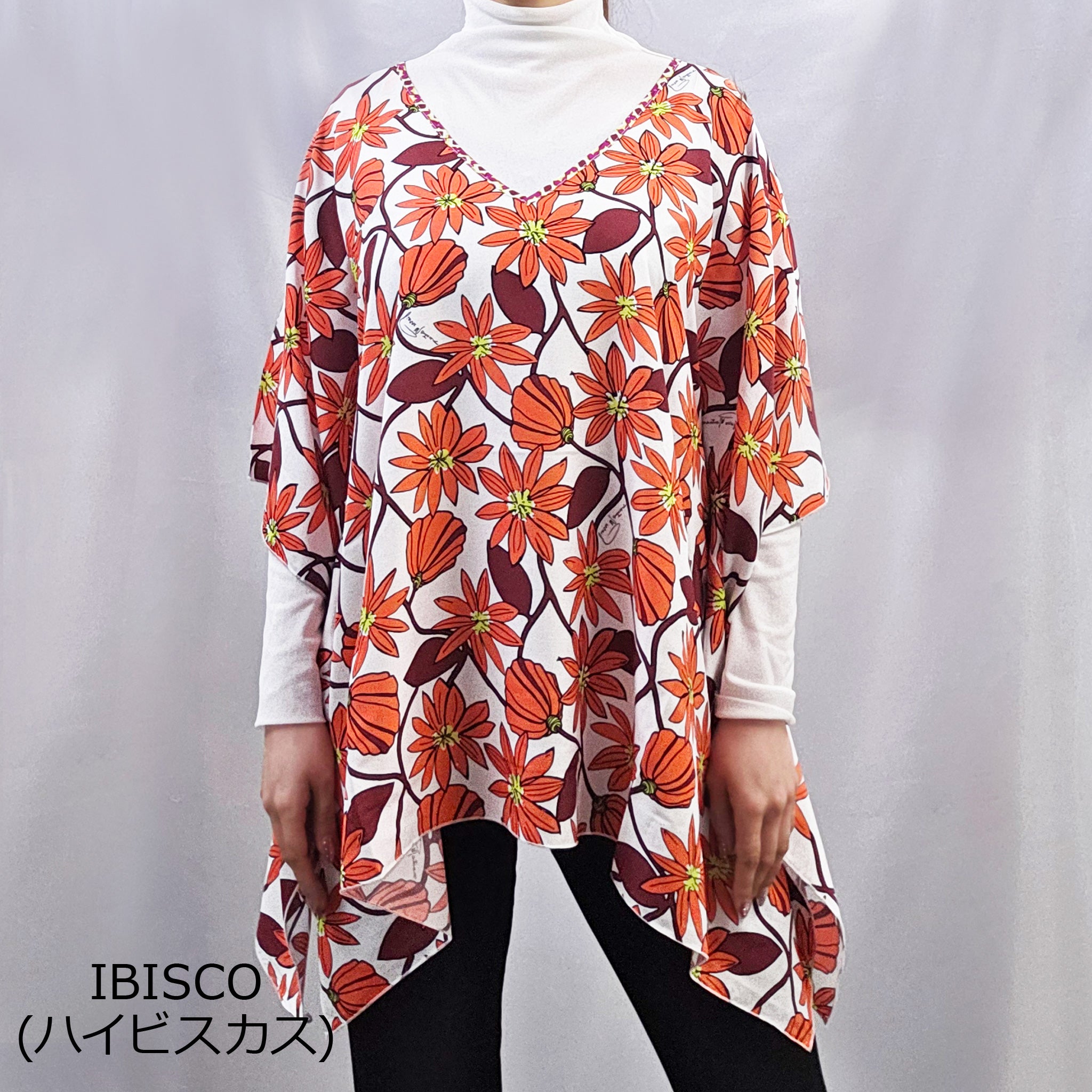 【フロレアーレ】フラワー柄ポンチョ