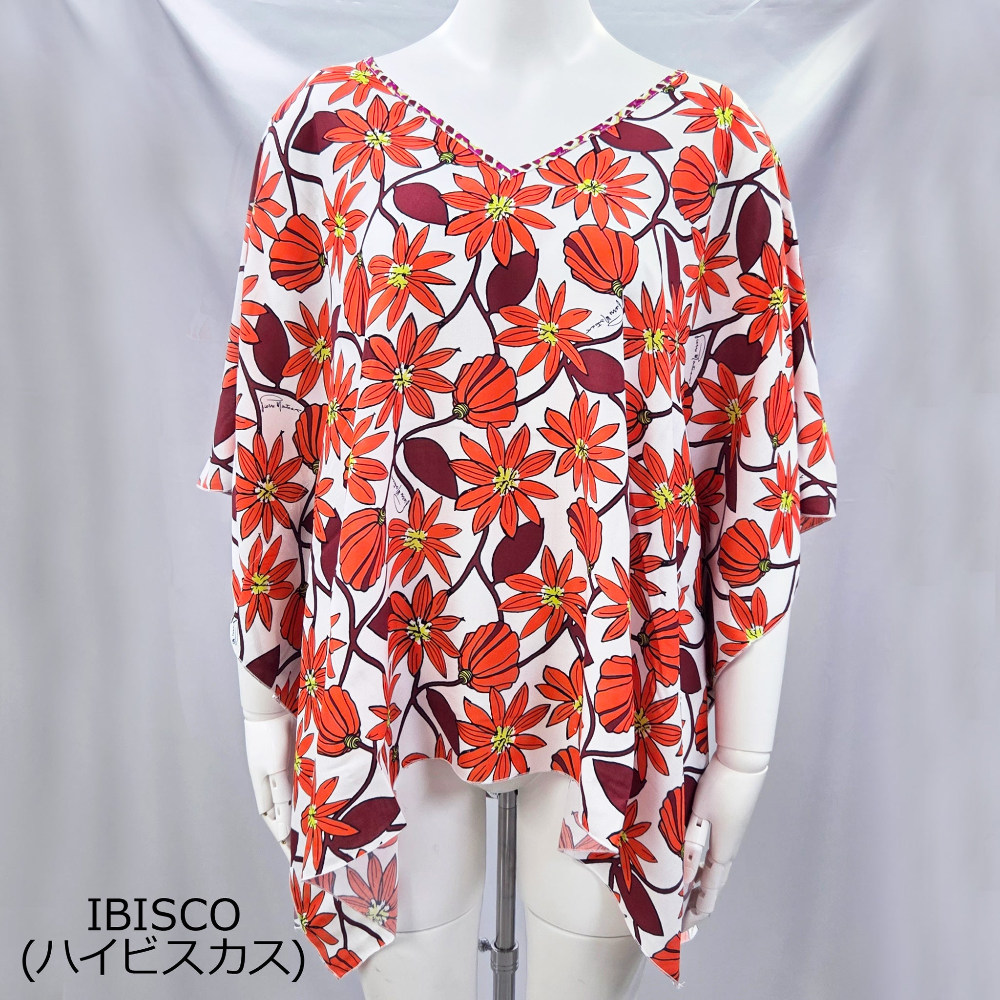 【フロレアーレ】フラワー柄ポンチョ