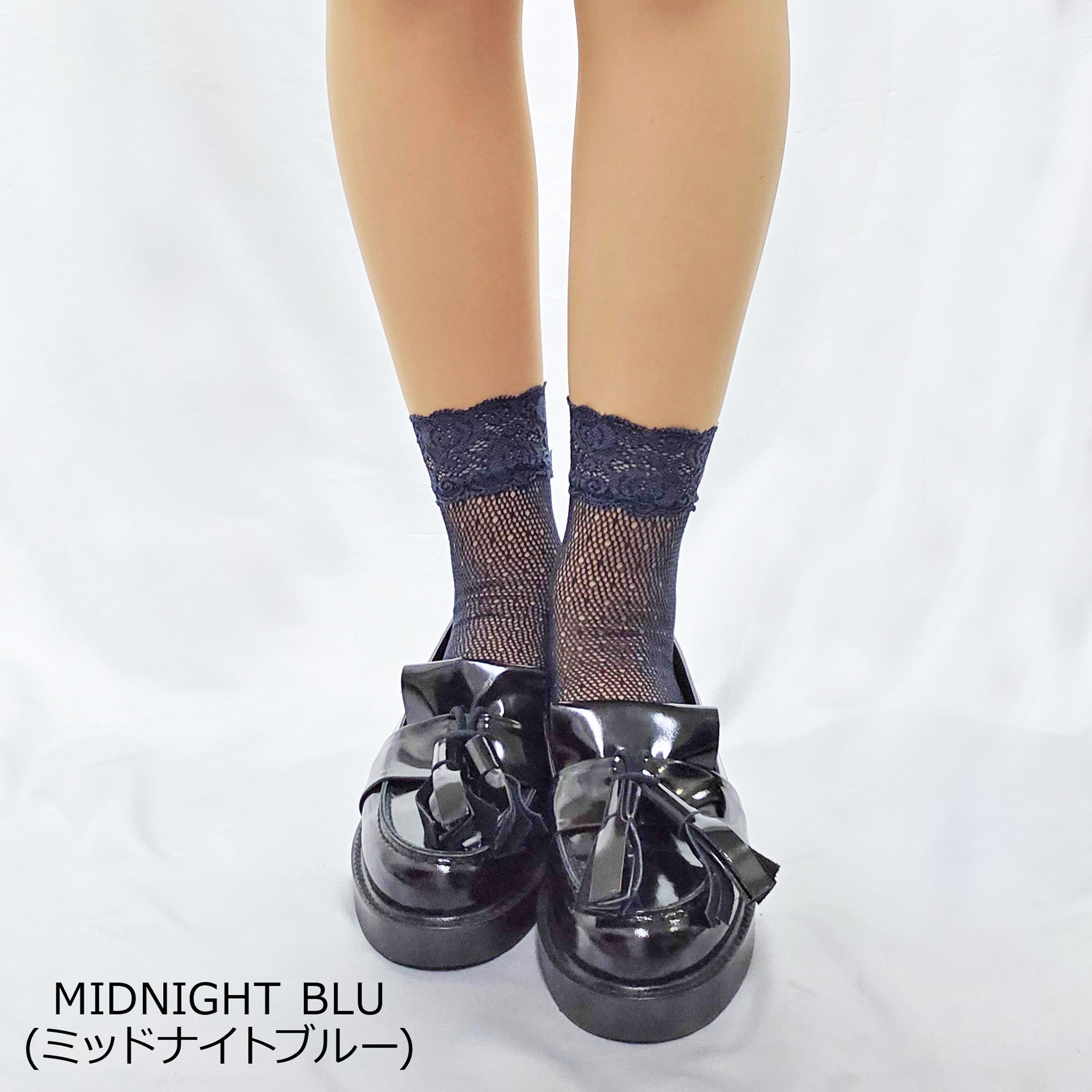 【アンブル】ドットモチーフネットソックス