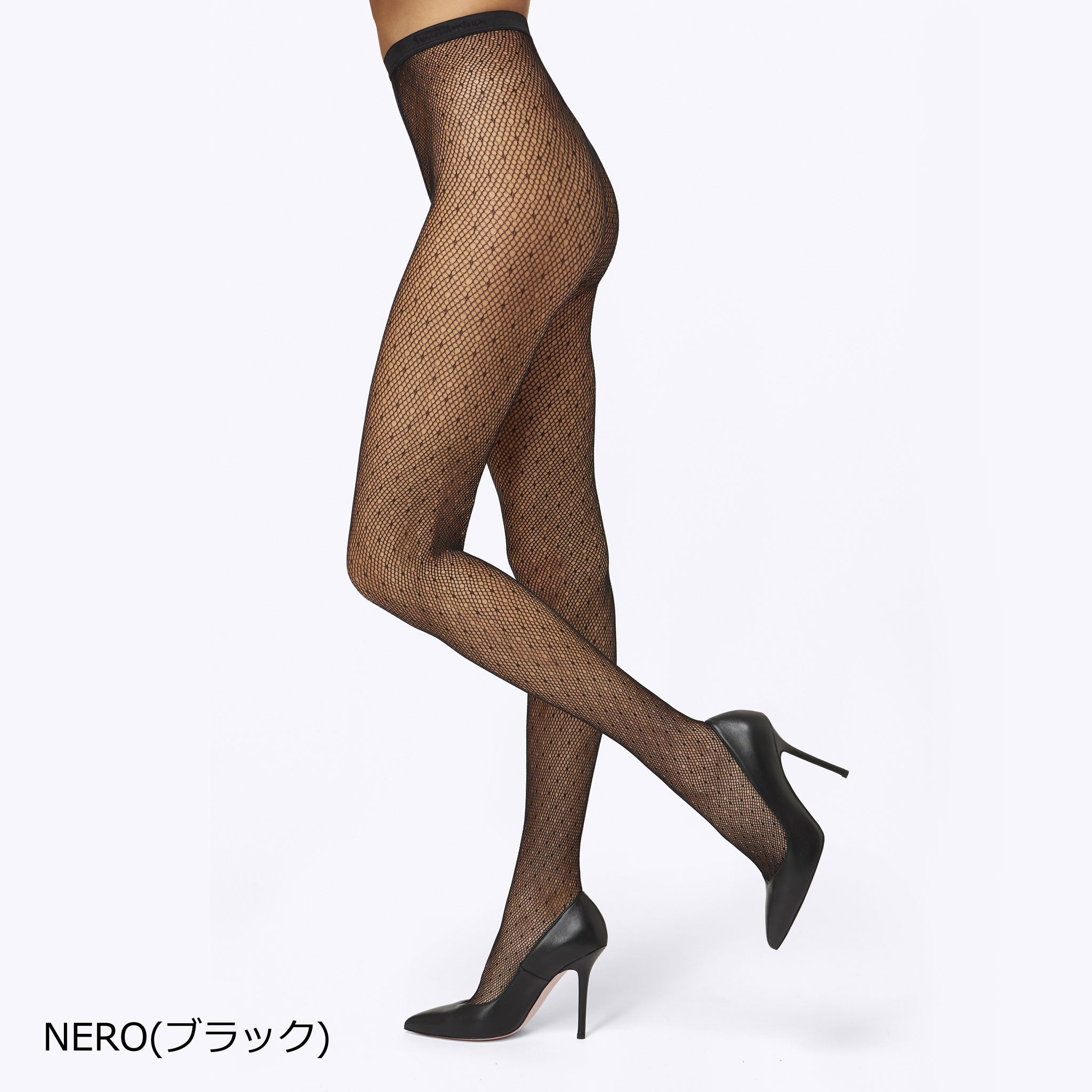 【アンブル】ドットモチーフネットタイツ