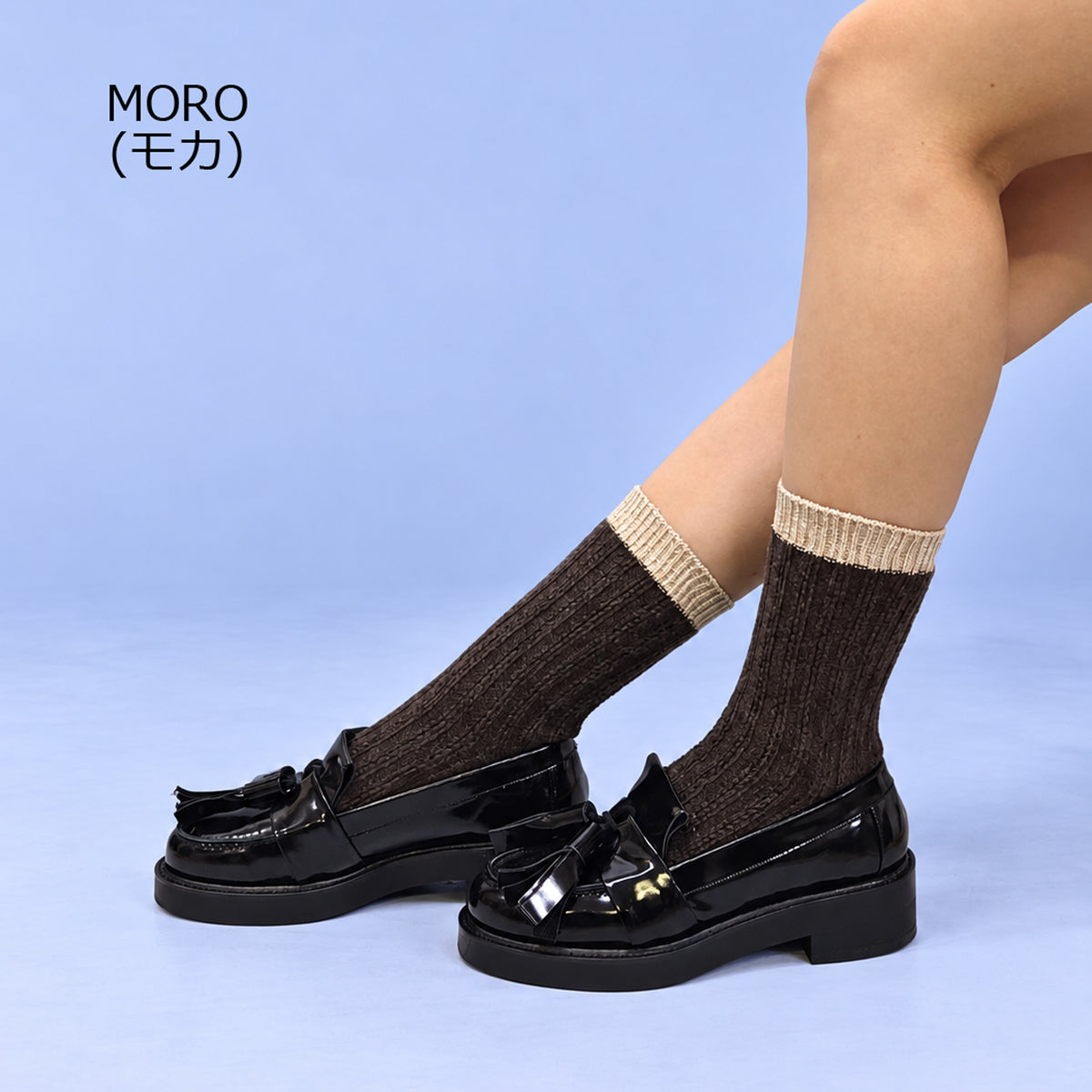 【カルメ】メリノウール＆カシミヤ リブ編みラメソックス
