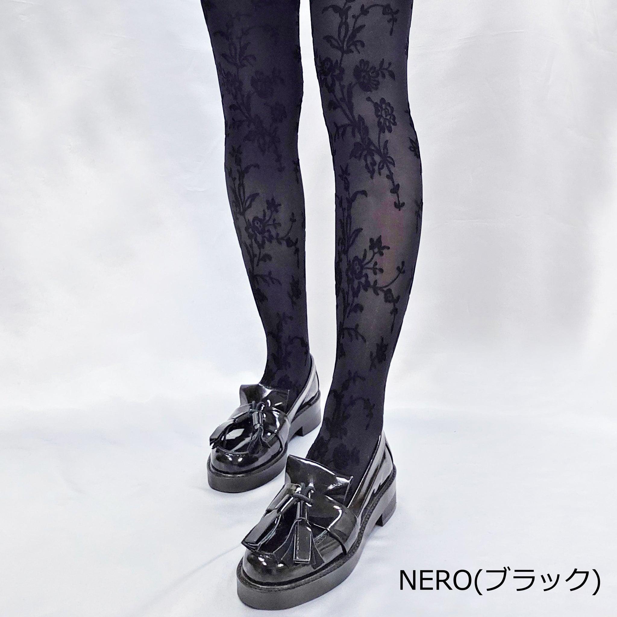 【エレットラ】フロックフラワータイツ