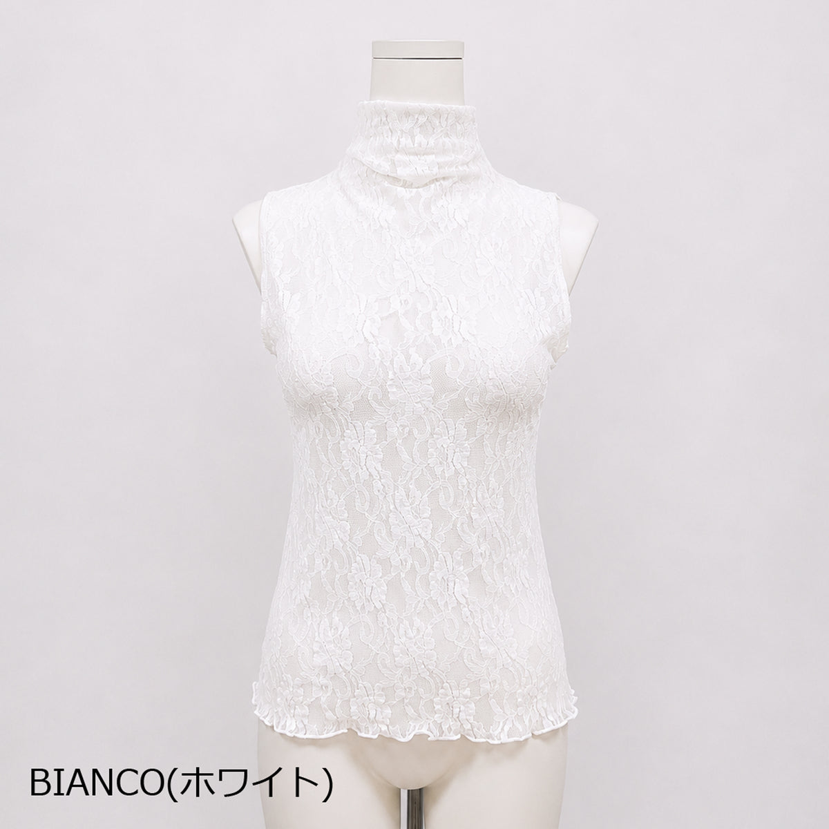 【エステル】フローラルレースハイネックノースリーブ