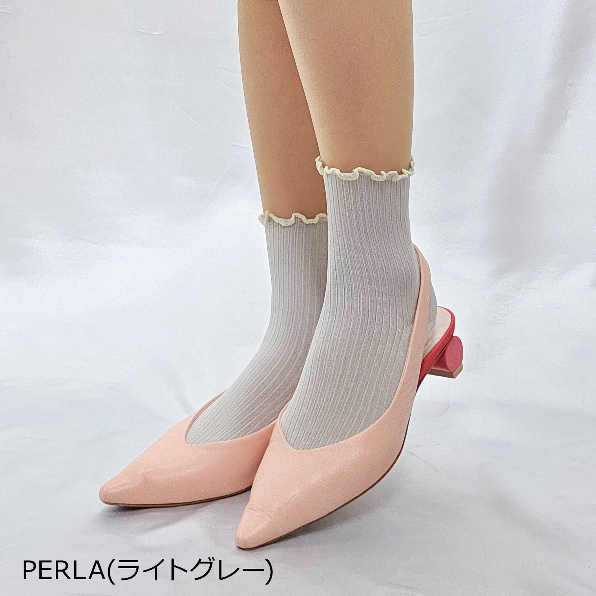 【イブレア】シルキータッチのリブクルーソックス