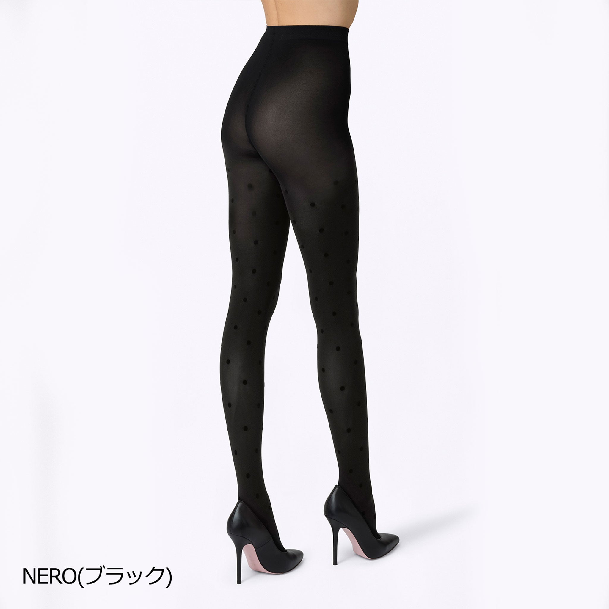 【クセニア】フロッキードットタイツ