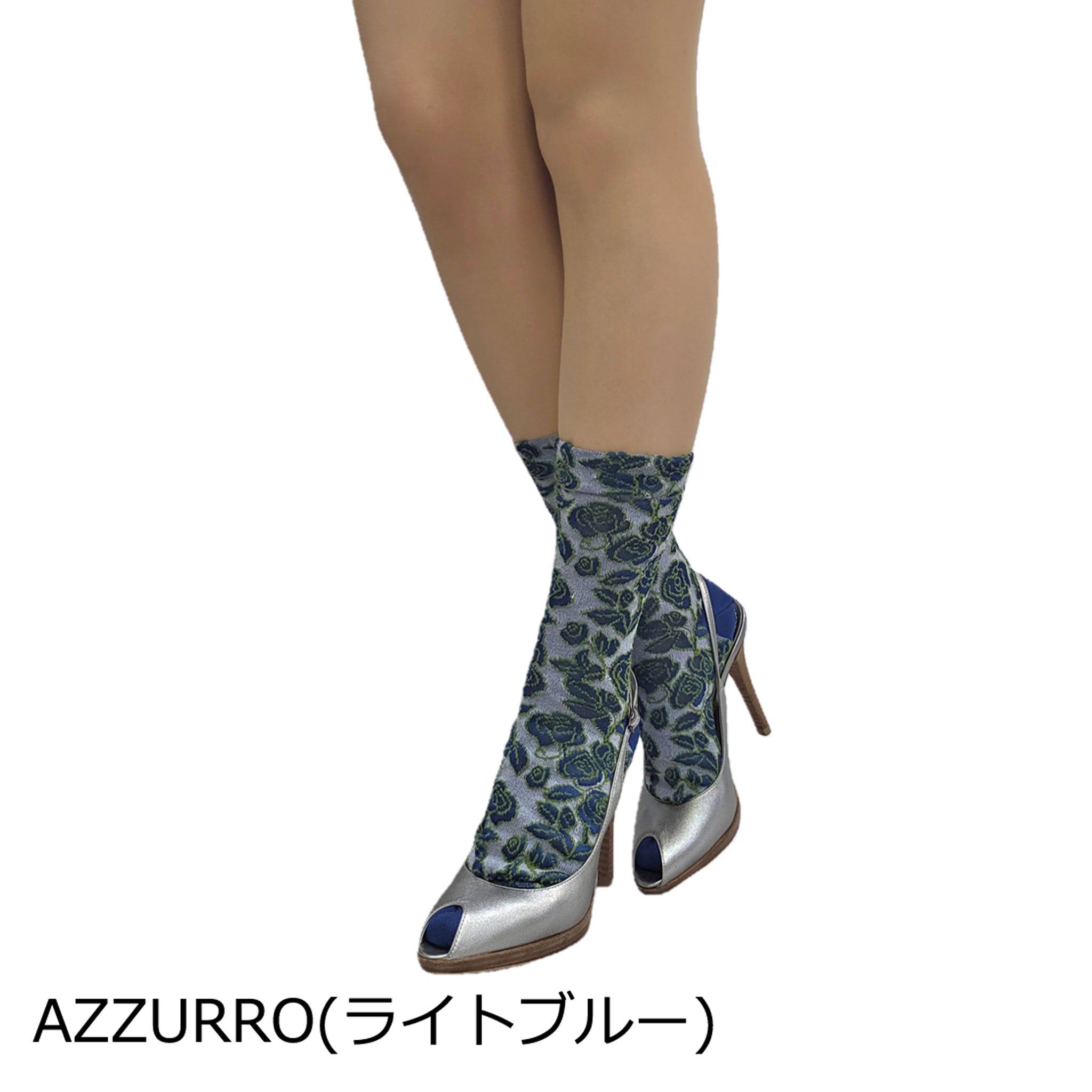 【リヨン】バラモチーフシルキータッチソックス