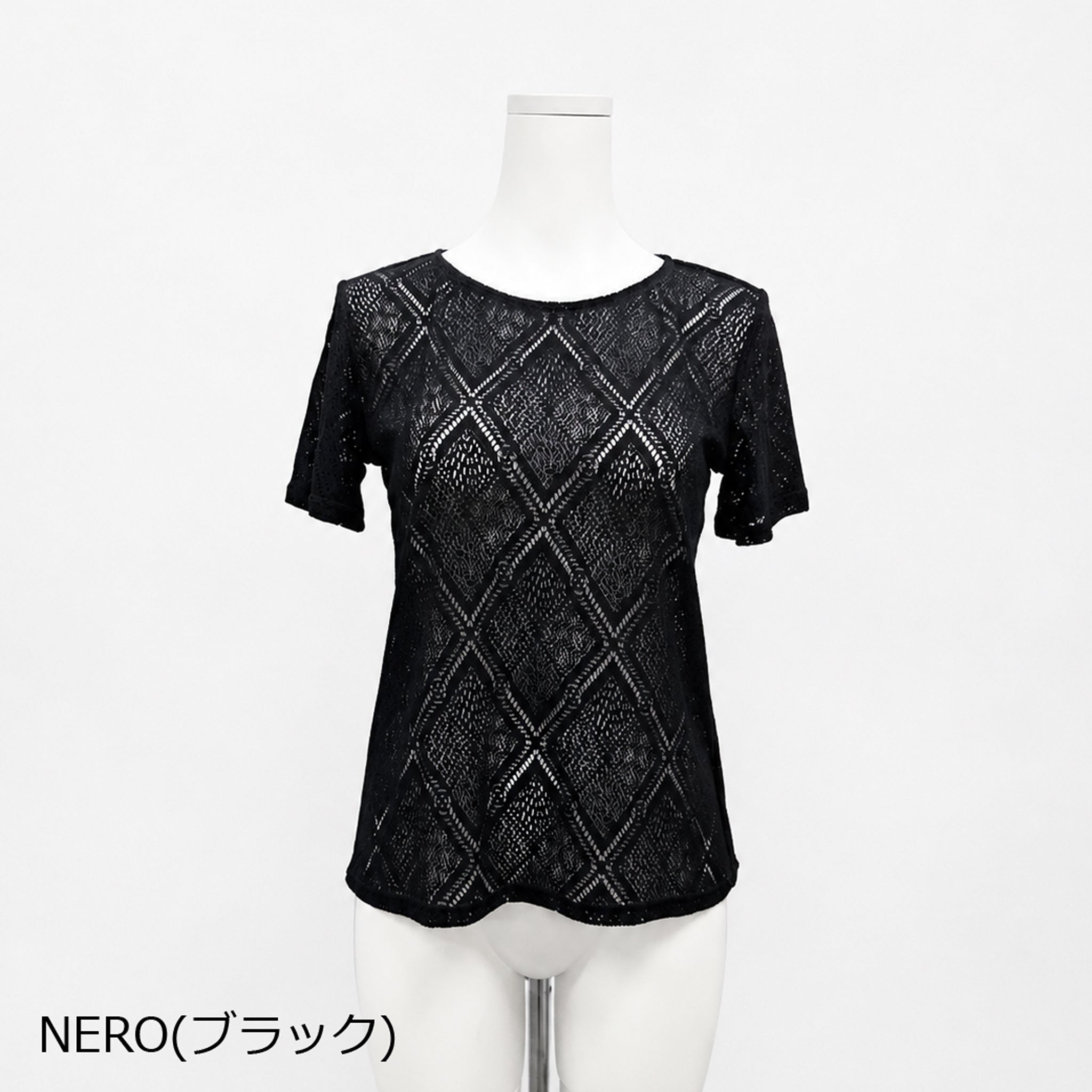 【ルーナ】ダイヤパターンレースTシャツ