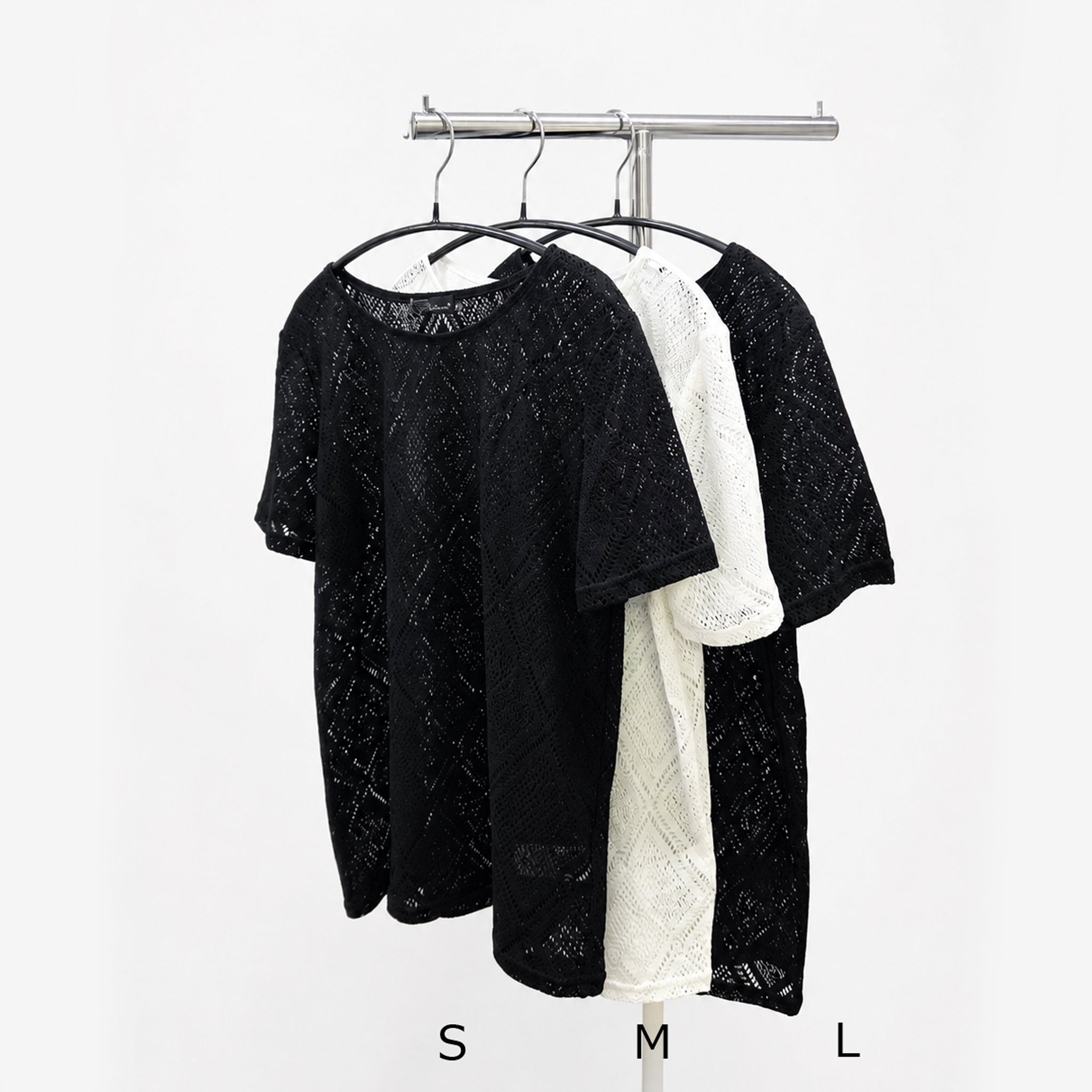 【ルーナ】ダイヤパターンレースTシャツ
