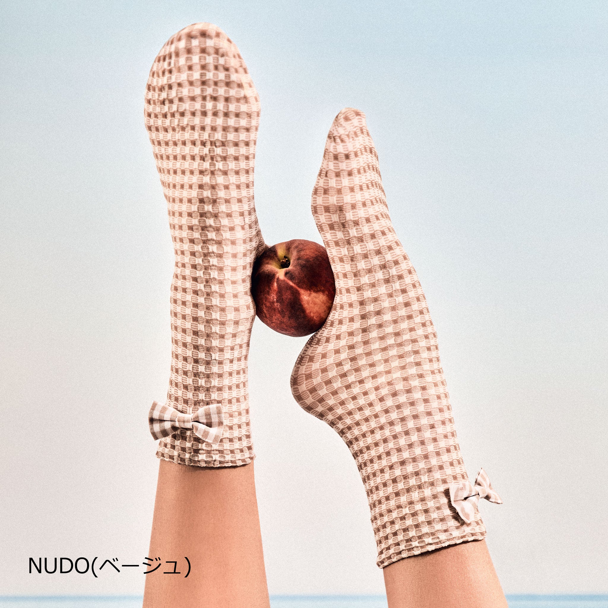 【オックスフォード】チェック＆フロントリボンソックス